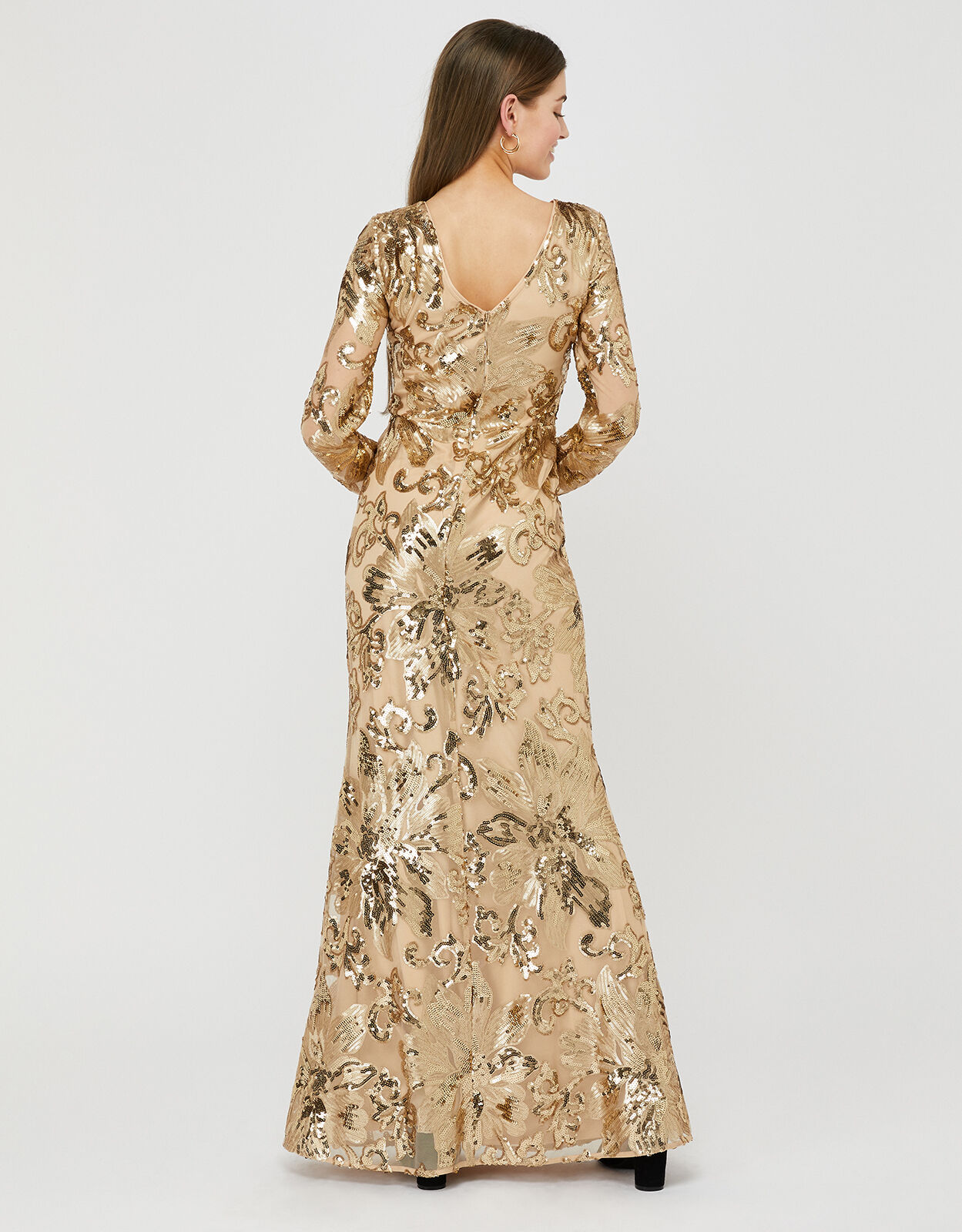 Rose Sequin Maxi Dress Gold | Evening ...